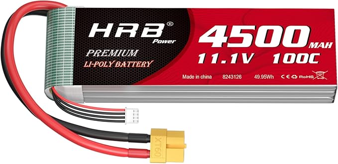 HRB 3S 11,1V 4500mAh 100C LiPo Akku mit XT60 Stecker (2 St.)