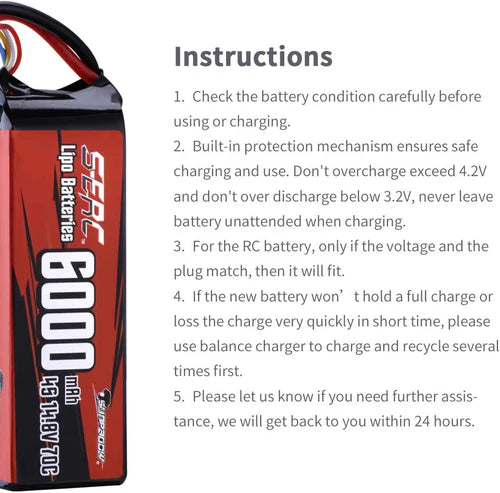 Sunpadow 4S Lipo-Akku 14,8V 6000mAh 70C Softpack mit XT90-Anschluss (2 Stück)