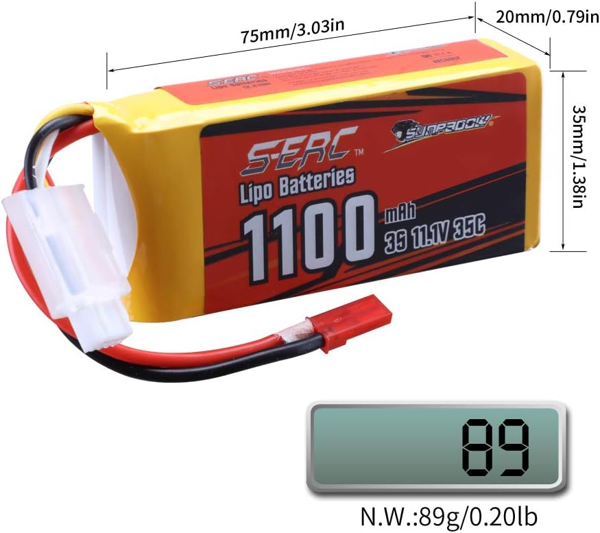 Sunpadow 3S RC Lipo-Akku 35C 1100mAh 11,1V mit JST-Stecker (2 St.)