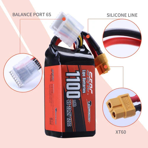 Sunpadow 6S Lipo Akku 1100mAh 120C 22,2V Softpack mit XT60 (2 St.)
