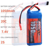 Sunpadow 2S Lipo Akku 7,4V 20C 1050mAh mit JST Stecker (2 St.)