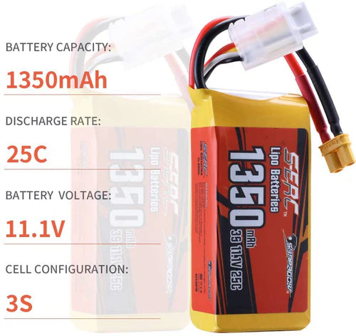 Sunpadow 3S RC Lipo-Akku 25C 11,1V 1350mAh mit XT30 (2 St.)