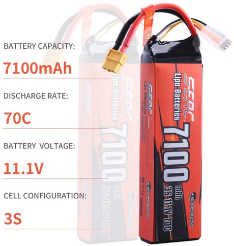 Sunpadow 3S RC Lipo Akku 11,1V 70C 7100mAh Softpack mit XT60 Anschluss