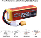 Sunpadow 4S RC Lipo-Akku 25C 2250mAh 14,8V mit XT60-Stecker (2 St.)