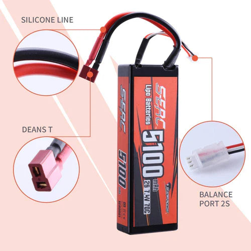Sunpadow 2S  Lipo Akku 5100mAh 7,4V 70C Hardcase mit Deans T-Stecker