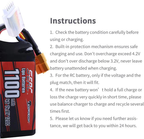Sunpadow 4S Lipo Akku 14,8V 1100mAh 120C Softpack mit XT60 Stecker (2 St.)