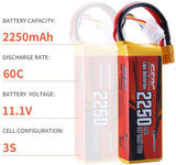 Sunpadow 3S RC Lipo Akku 2250mAh 60C 11,1V mit XT60 Stecker (2 St.)