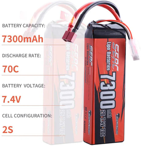 Sunpadow 2S Lipo-Akku 7300mAh 70C 7,4V Softpack mit Deans T-Stecker