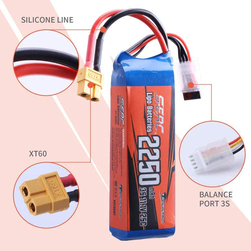 Sunpadow 3S Lipo Akku 25C 2250mAh 11,1V mit XT60 Stecker (2 St.)