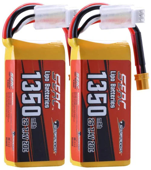 Sunpadow 2S RC Lipo Akku 20C 1350mAh 7,4V mit XT30 Stecker (2 St.)