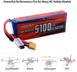 Sunpadow 3S 11,1V RC Lipo Akku 20C 5100mAh mit XT60 Stecker (2 Stück)