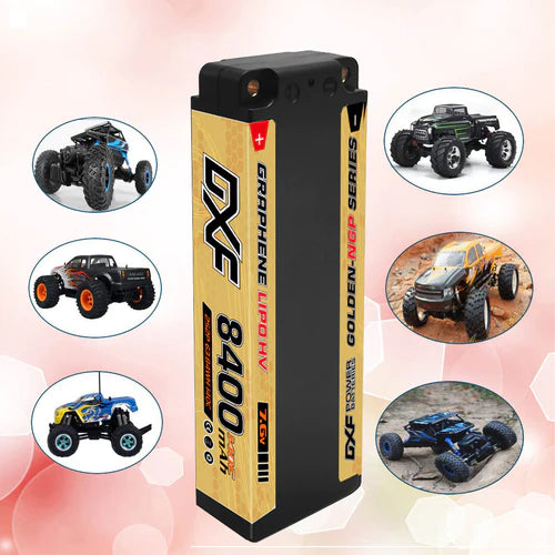 DXF 2S 8400mAh 7,6V 140C GOLDEN Grapehe Hardcase 5mm LiPo Akku ( 2 St. )