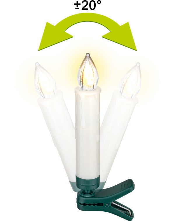 Goobay 10 kabellose LED-Weihnachtsbaumkerzen - mit Klemmen und IR-Fernbedienung für Timer, Leuchtmodi & Dimmer