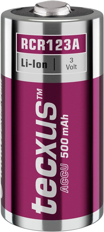 Tecxus RCR123 Akku - 500 mAh, 1 Stk. im Karton - Lithium-Ionen-Akku (Li-Ion), 3,2 V