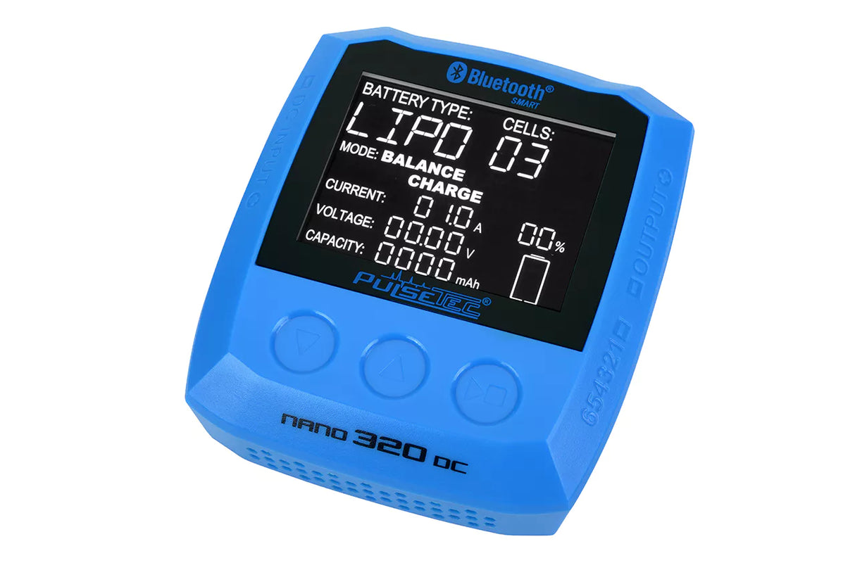 Pulsetec – Ladegerät – Nano 320 – Pulse Link App – AC 11–18 V – 320 W Leistung – 0,1–15,0 A – 1–6 Li-xx – 1–15 Ni-xx – 2–20 V PB