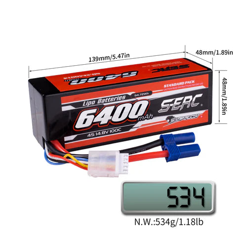 Sunpadow 4S 14,8V 6400mAh 100C Lipo-Akku mit EC5-Stecker (2 St.)