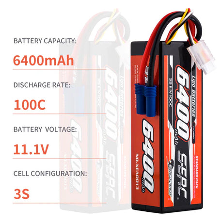 Sunpadow 3S 11,1V 6400mAh 100C Lipo-Akku mit EC5-Stecker (2 St.)