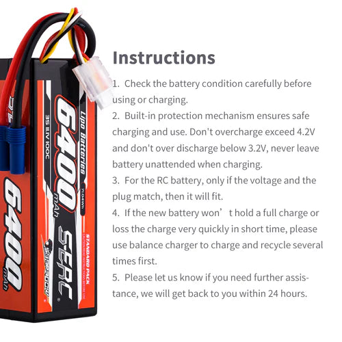 Sunpadow 3S 11,1V 6400mAh 100C Lipo-Akku mit EC5-Stecker (2 St.)