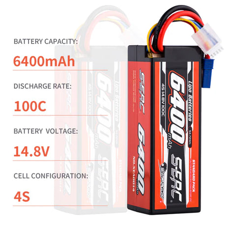 Sunpadow 4S 14,8V 6400mAh 100C Lipo-Akku mit EC5-Stecker (2 St.)