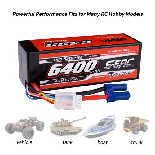 Sunpadow 4S 14,8V 6400mAh 100C Lipo-Akku mit EC5-Stecker (2 St.)
