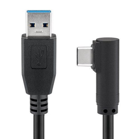 AccuCell USB-C Stecker auf USB A 3.0 Kabel mit 90 Grad Stecker, schwarz, zum super schnellen Laden und Synchronisieren mit bis zu 4,5W
