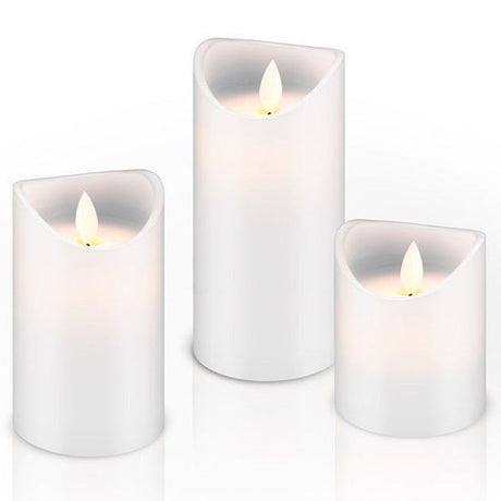 AccuCell 3er Set mit LED-Echtwachs-Kerzen mit realistischem, bewegendem Licht in warm weiß, mit Timer Funktion inklusive Batterien