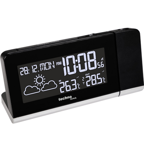 Technoline WT 539 - Funkwecker mit farbigen Display und Datums- und Wochentagsanzeige, Innen- und Außentemperaturanzeige