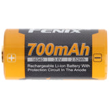 Fenix CR123 A Li-ion Batterie wiederaufladbar 3,6-3,7 Volt min.700mAh, typisch 760mAh, max. 820mAh, 35x16mm mit AkkuShop Transportbox