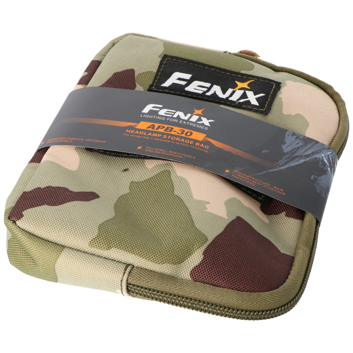 Fenix APB-30 Transporttasche für Stirnlampen und Zubehör, Aufbewahrungstasche für Stirnlampen, passend für alle Fenix Kopflampen, Camouflage Design