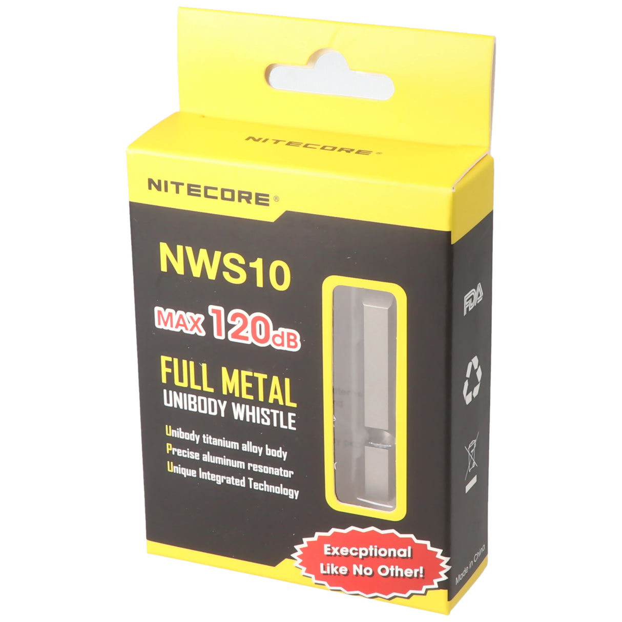 Nitecore NWS10 Einkammer-Notsignal Pfeife aus Titan gefertigt, 120db inkl. Schlüsselring