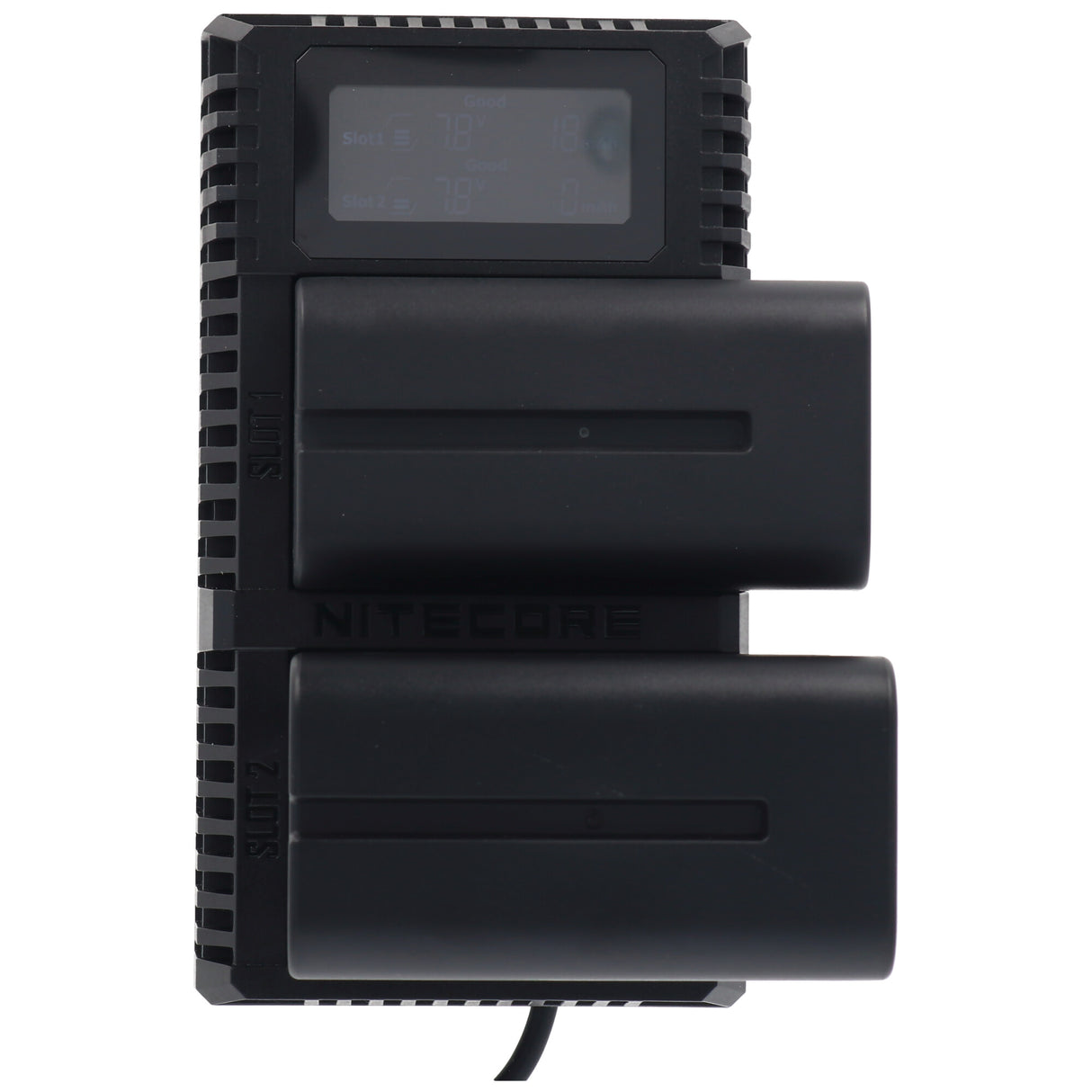 Nitecore 2fach Schnell-Ladegerät passend für den Akku Sony NP-FM500H, Sony NP-F730, Sony NP-F750, Sony NP-F770, Sony NP-F970, Sony NP-F550 und baugleiche