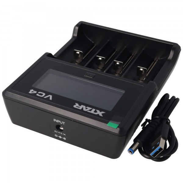 XTAR VC4 4-Kanal Li-Ion NiMH LCD Schnellladegerät für 18650, AA, AAA, C und D