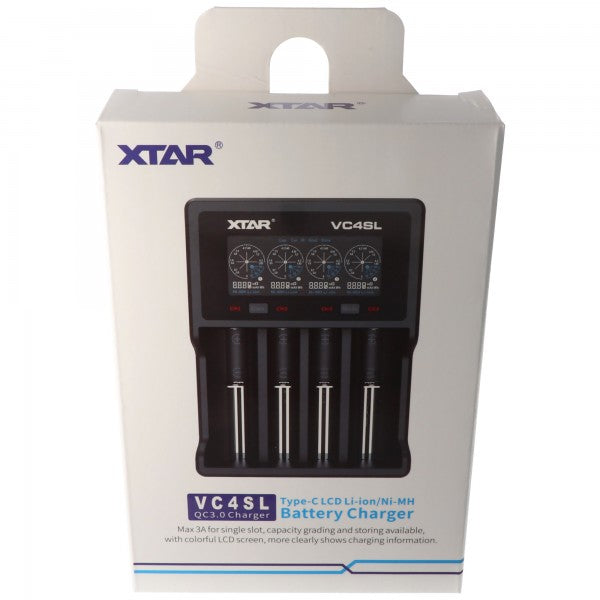 XTAR VC4SL QC3.0 Schnell-Ladegerät Li-Ion 3,6V - 3,7V und NIMH 1,2V Akku, ohne Netzteil