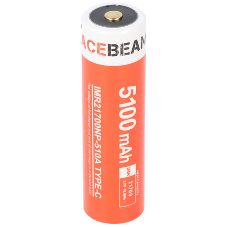 AceBeam 21700 Li-ion Akku mit starken 5000mAh USB-C max. Entladestrom 15A, 77,8 x 21,37mm