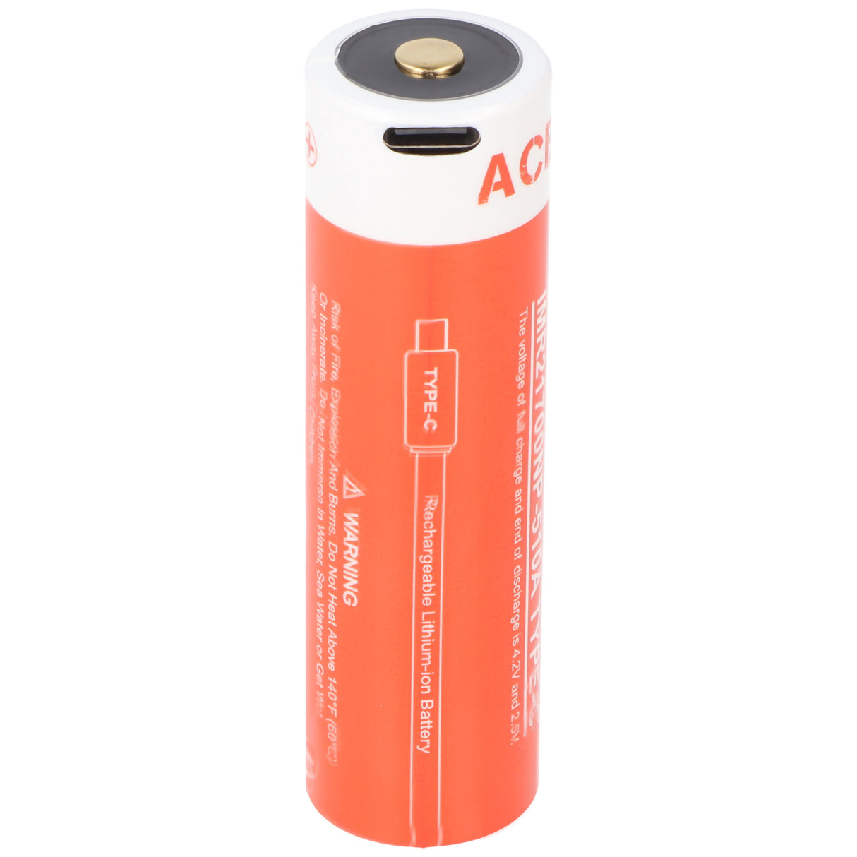 AceBeam 21700 Li-ion Akku mit starken 5000mAh USB-C max. Entladestrom 15A, 77,8 x 21,37mm
