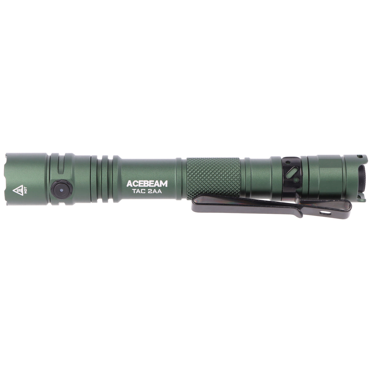 AceBeam TAC 2AA LED-Taschenlampe mit max. 1.400 Lumen und is zu 304 Meter, grün, mit Akku