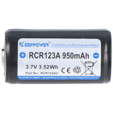 KEEPPOWER Protected 16340, Aufladbar, Li-Ion Akku, 3,7V, 950mAh, 3,52Wh, mit Aufbewahrungsbox (2 St.)