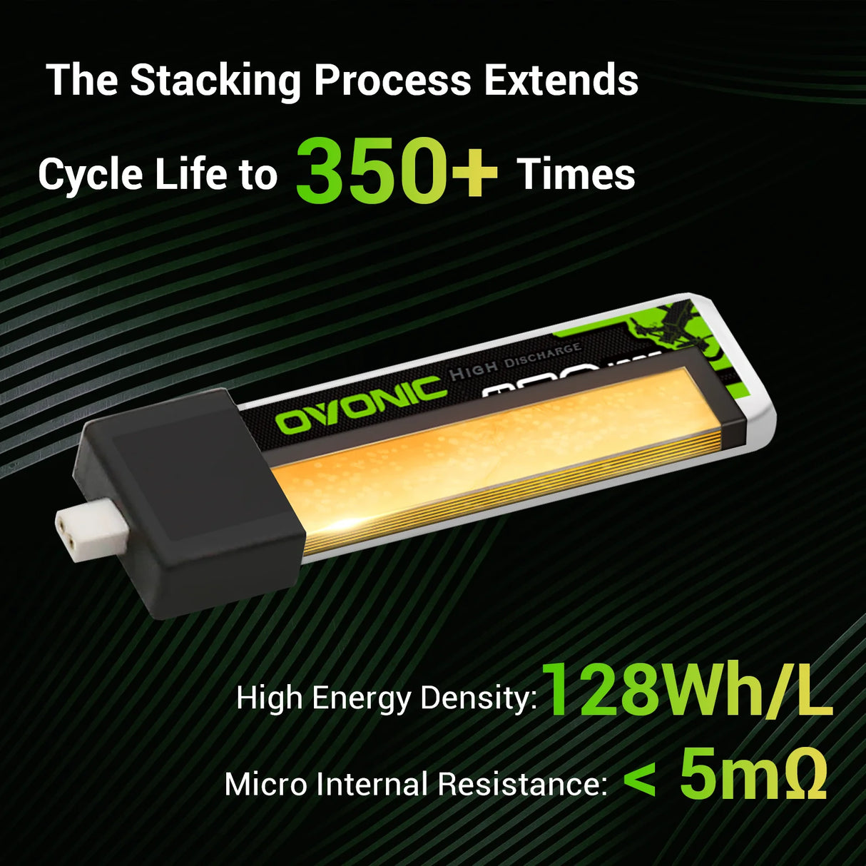 OVONIC FPV 1S 550mAh Lipo Akku 1S1P 100C 3,8V LiHV LiPo Akku mit BT2.0 Stecker (4 Stück)