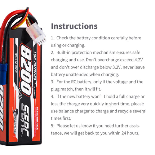 Sunpadow 3S 11,1V Lipo Akku 100C 8200mAh mit EC5 Stecker