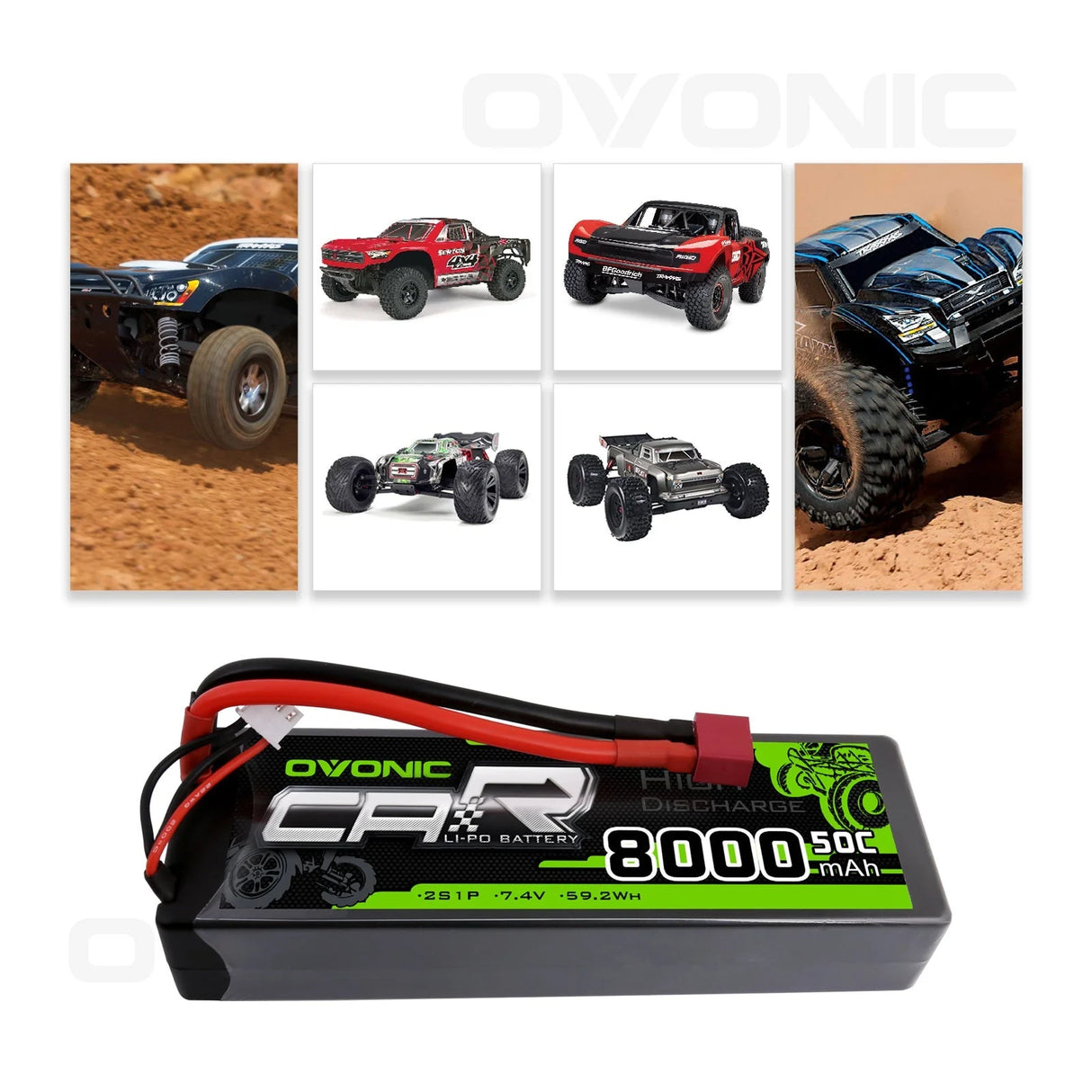 Ovonic Car 2S 8000mAh 7,4V 50C Hardcase LiPo Akkupack mit Deans-Stecker