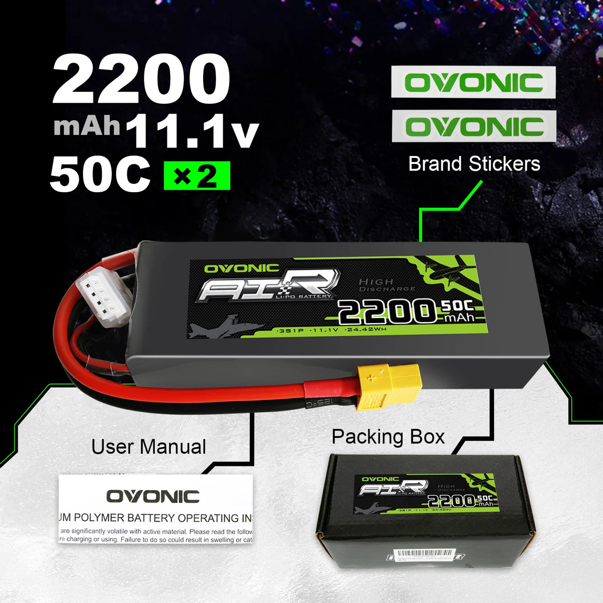 Ovonic Air 3S 2200mAh 50C 11,1V XT60 (2 St.)