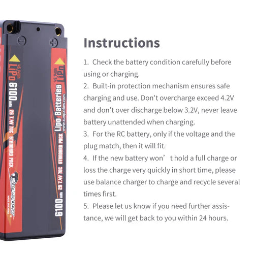 Sunpadow 2S Lipo-Akku 6100mAh 70C 7,4V Hardcase mit 4 mm Bullet (2 St.)