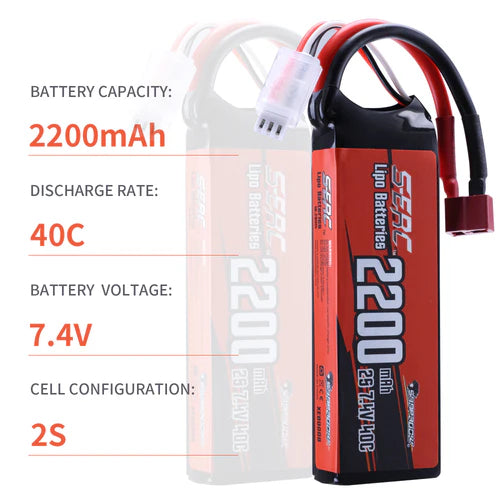 Sunpadow 2S Lipo Akku 7,4V 2200mAh 40C Softpack mit Deans T-Stecker (2 St.)