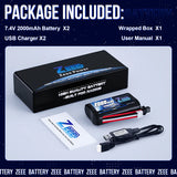 Zeee Li-Ion 2S 2000mAh 7,4V 15C SM 2P-Anschluss USB-Ladegerät (2 Stück)