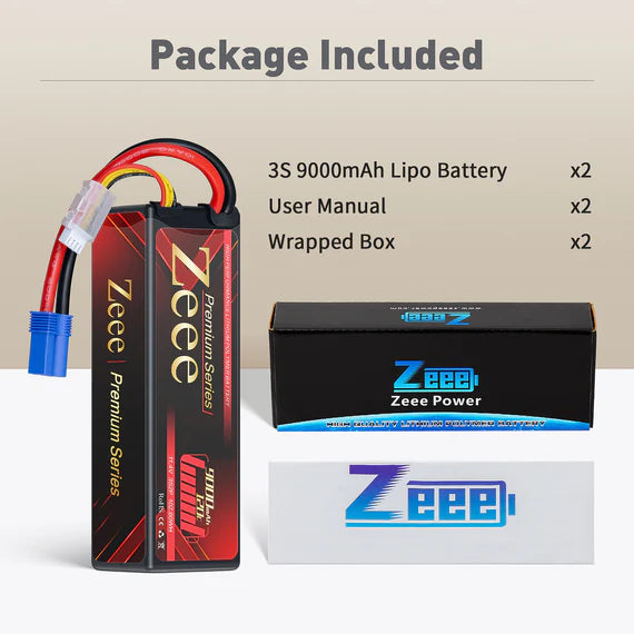 Zeee Premium Series 3S 9000mAh, 11,4V 120C Hardcase EC5 HV (2 Stück)