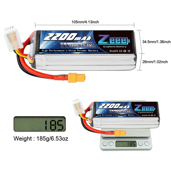 Zeee 3S 2200mAh 11.1V 120C XT60 (2 Stück)