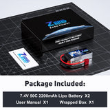 Zeee 2S 2200mAh 7,4V 50C Deans Shorty Lipo Akku (2 Stück)
