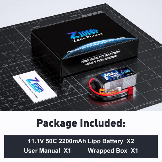 Zeee 3S 2200mAh 11,1V 50C Shorty Deans Lipo Akku (2 Stück)