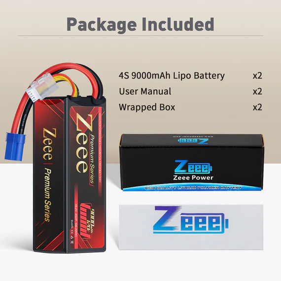 Zeee Premium Series 4S 9000mAh 15,2V 120C Hardcase EC5 (2 Stück)