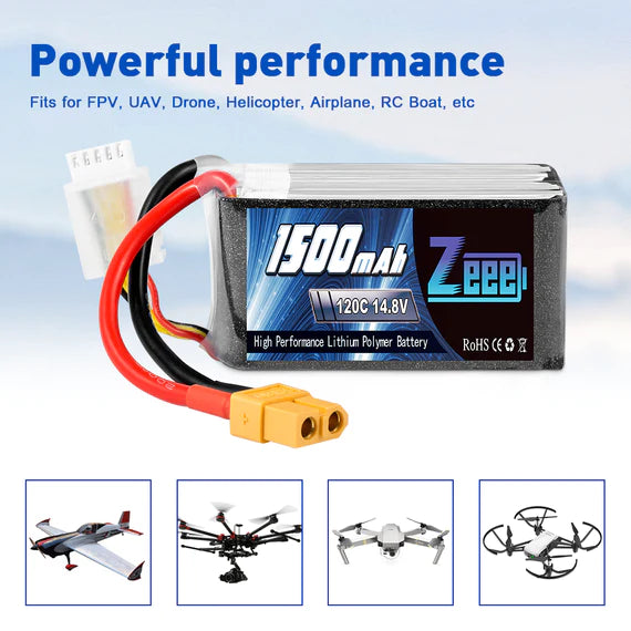 Zeee 4S 1500mAh 14,8V 120C Graphen-Akku XT60 (2 Stück)